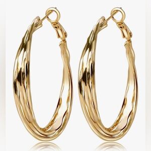 Gorgeous Dillards 18KT Gold vermeil multi Twist hoop earrings